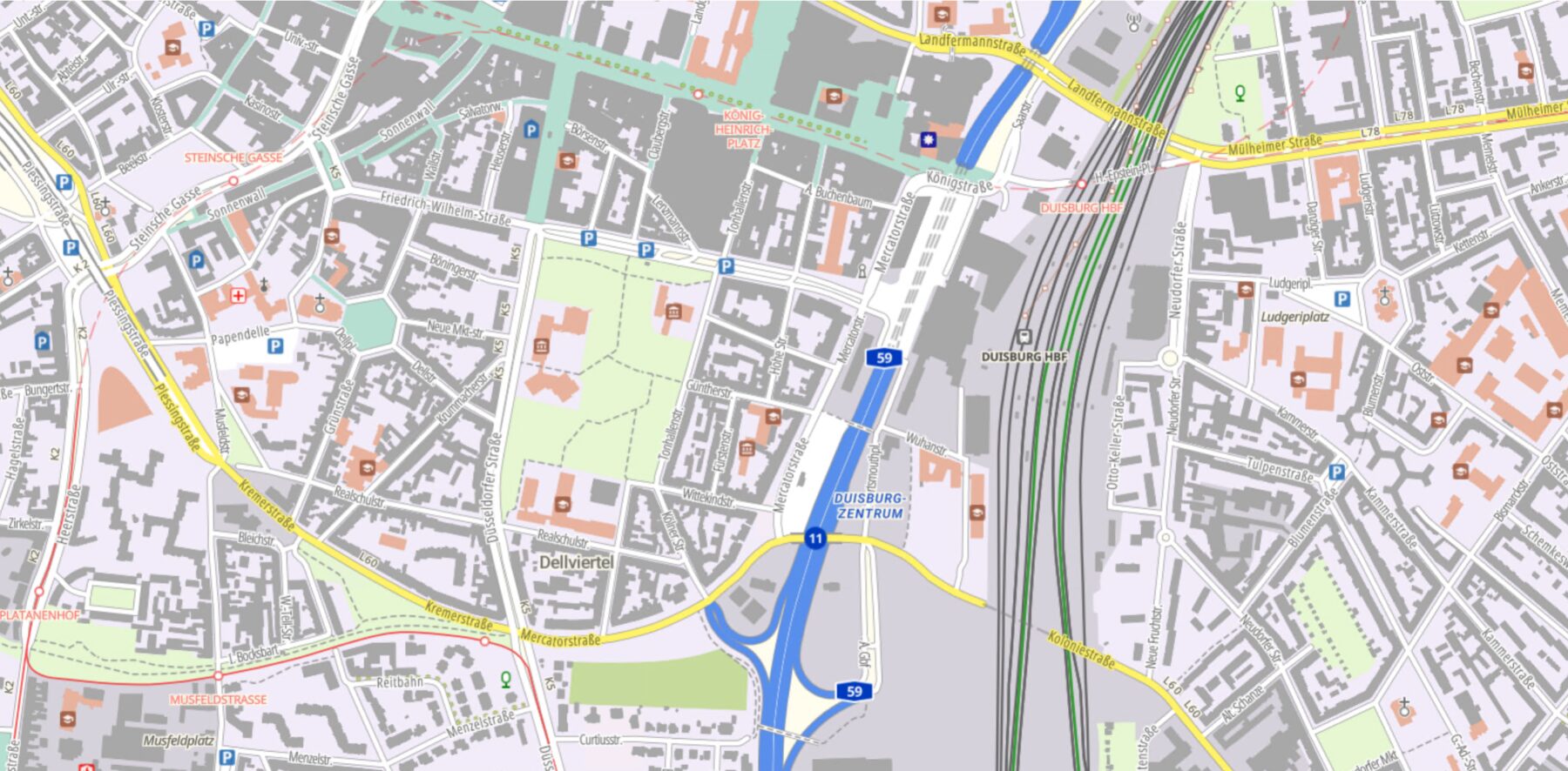Stadtkarte Duisburg Zentrum